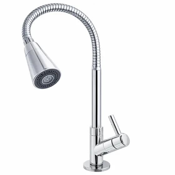 Torneira Cozinha Gourmet Tubo Flexível 2 Jatos Cone Cromado Parede Pia Bancada
