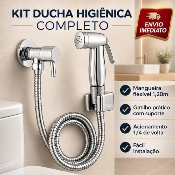 Ducha Higiênica Chuveirinho de Banheiro 1.20mts Gatilho Prático 1/4 de Volta
