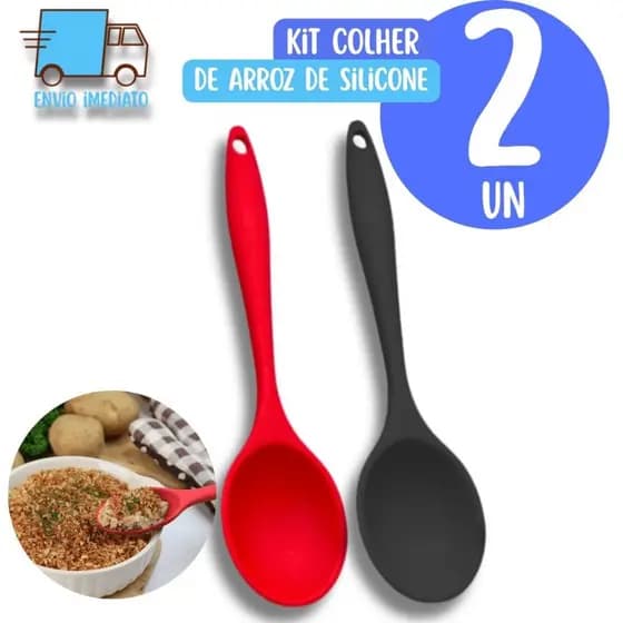 Kit 2 Peças Colher de Arroz de Silicone Grande Reforçada Proteja suas Panelas para Cozinhas