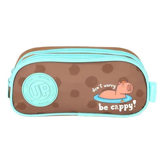 Estojo Capivara Escolar Triplo 3 Divisórias Up4you