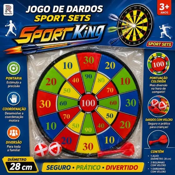 Brinquedo Jogo De Dardos 28CM Infantil Brincadeira ao ar Livre Ferias Diversão Interação sem Telas Brinde Festa Junina