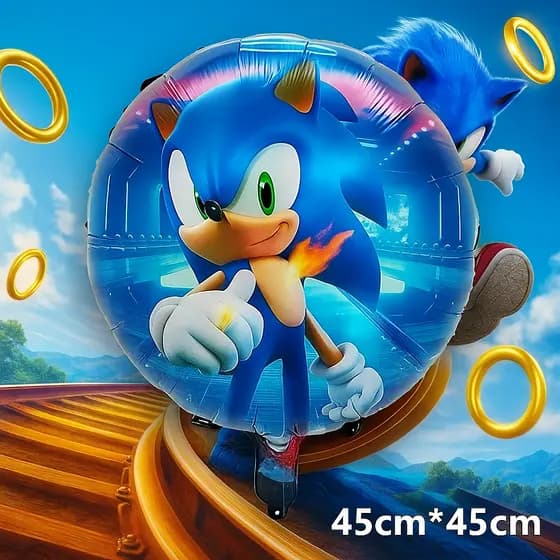 Kit C/10 Balões Metalizado Sonic 45cm Decoração Festa Envio Imediato