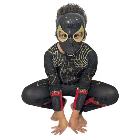 Fantasia Do Homem Aranha Preto Roupa Infantil Longa Sem Volta Para Casa Com Máscara