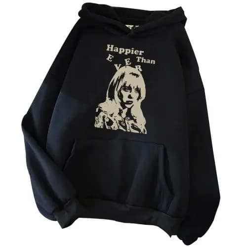 Moletom Canguru Happier Than Ever Billie Eilish Streetwear Unissex Estampa Alta qualidade Envio Imediato Promoção