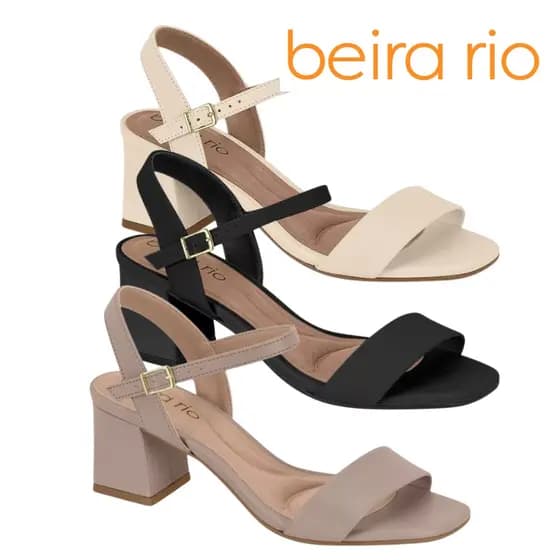 Sandalia Bloco Feminina Beira Rio Salto Médio Casual Confortavel