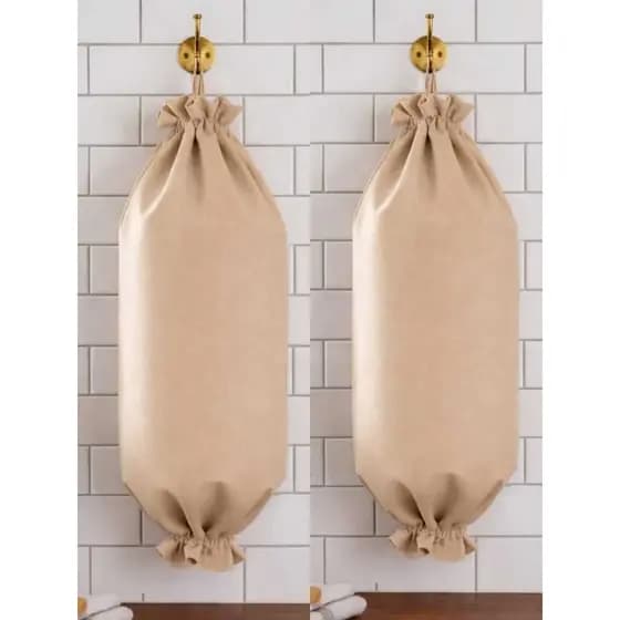 2 Puxa Sacos Cozinha Lavanderia Tecido Oxford Dispenser Organizador de Sacolas Preto ESCOLHA A COR DO SEU KIT