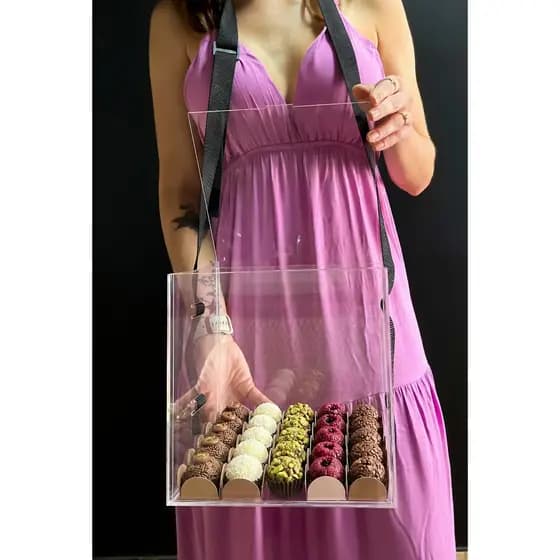 Caixa Expositora de Acrílico 22×22 cm Personalizada – Ideal para Doces e Vendas