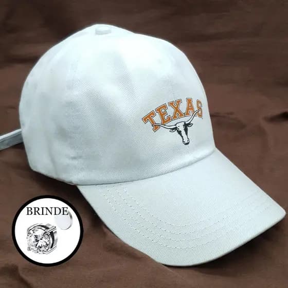 Boné TEXAS Retro Branco Basebol Ny New York Aba Curva Masculino e Feminino Regulagem Fitão