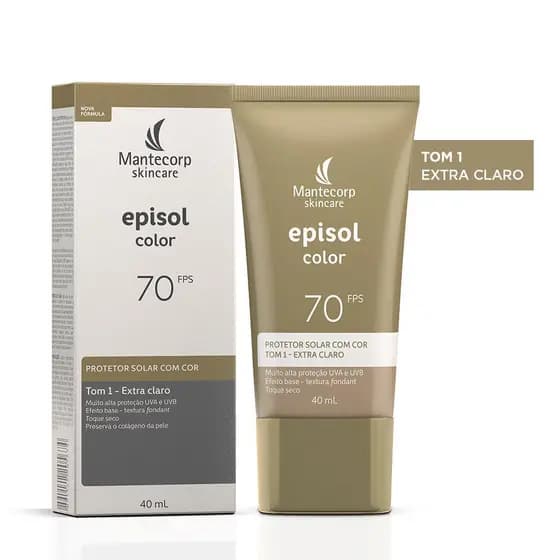 Protetor Solar Facial Episol Color Tom 1 Extra Claro FPS70 40mL