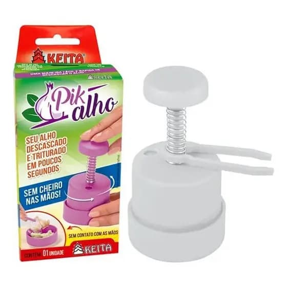 Descascador Triturador Picador Alho Processador Manual Keita Branco