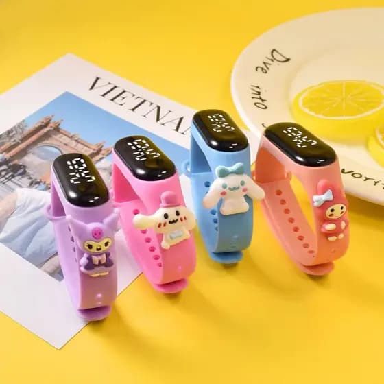 Relógio Bonito Dos Desenhos Animados Silicone Digital LED Touch Screen Kids Watch
