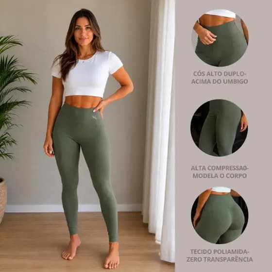 Calça Legging Feminina Poliamida Academia Zero Transparência