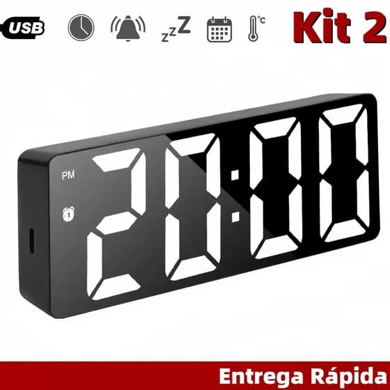 Relógio digital LED, pode ser usado como despertador de mesa, alarme de temperatura e outras funções