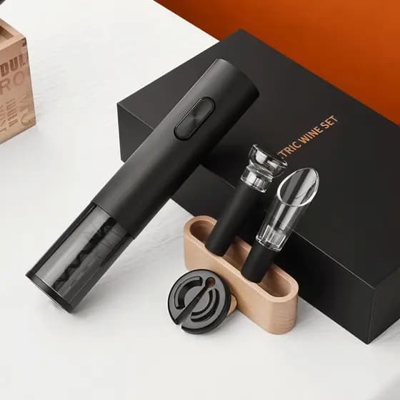 Conjunto 4 Peças Abridor de Garrafas Elétrico Automático - Recarregável USB para Festas