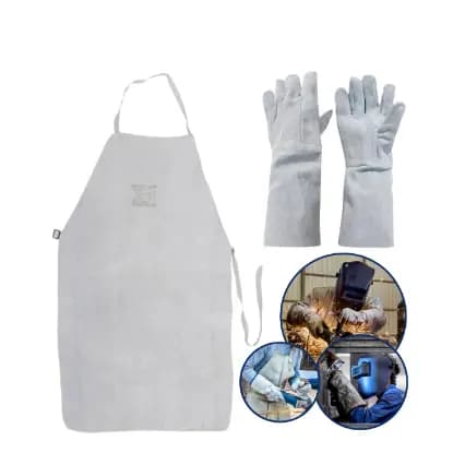 Kit Soldador: Luva 20cm De Punho + Avental 1 Metro De Raspa