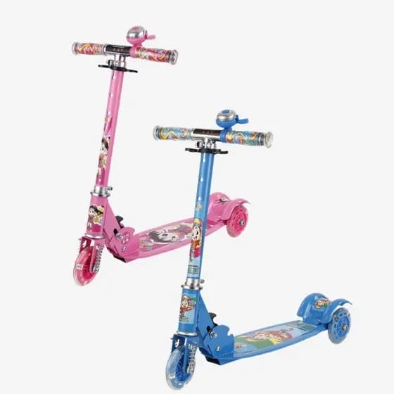 Patinete Infantil Dobrável Com Homem Aranha e Aleatoria 3 Rodas Base Scooter Led Metal Ferro Radical
