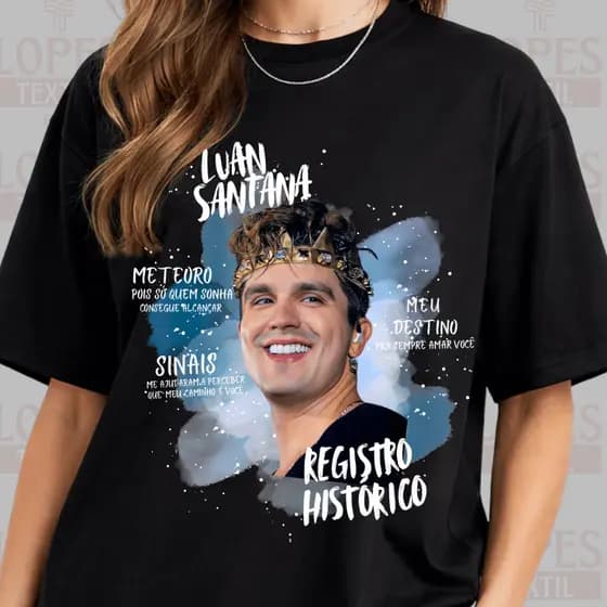 Camiseta Exclusiva Luan Santana Unissex Registro Histórico Luan 100% Algodão