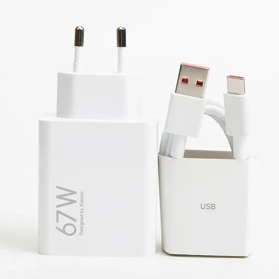 Carregador Rápido 67W Fonte e Cabo Tipo C 6A Carga Ultra Rápida Compatível Com Xiaomi