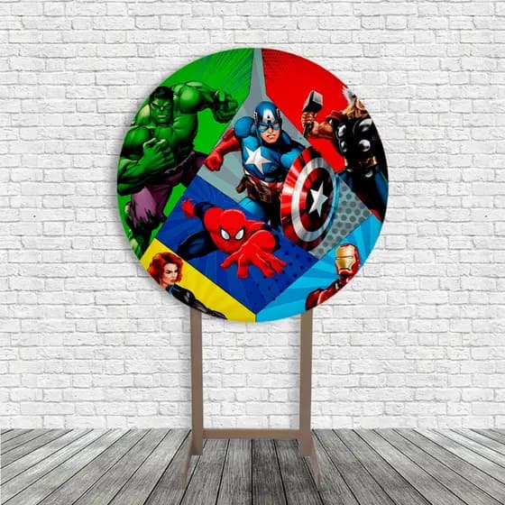 Capas Painel Redondo Painel De Mesa 50x50 Heróis Justiça