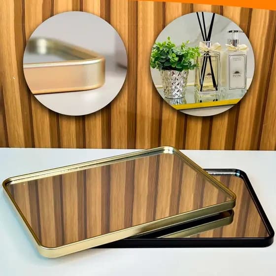 Conjunto 2 Bandeja Espelhada Decorativa