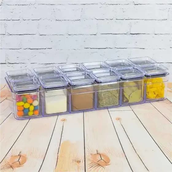 Kit 12 Porta Temperos Cozinha Herméticos Empilhavél Acrilico