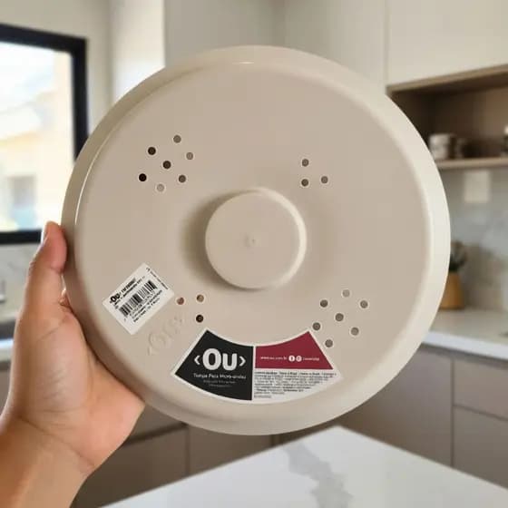 Tampa Para Cobrir Alimentos Microondas Com Furos Bege Ou Preta BPA Free