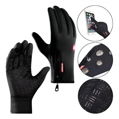 Luva Para Moto Bike Térmica Impermeável Touch Screen Cor Preto Tamanho Xl (gg)
