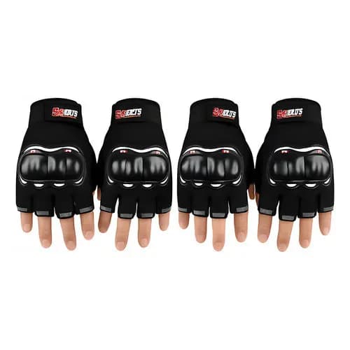 Kit 2 Par De Luvas Motociclista Meio Dedo Motoboy Unissex Preto Único