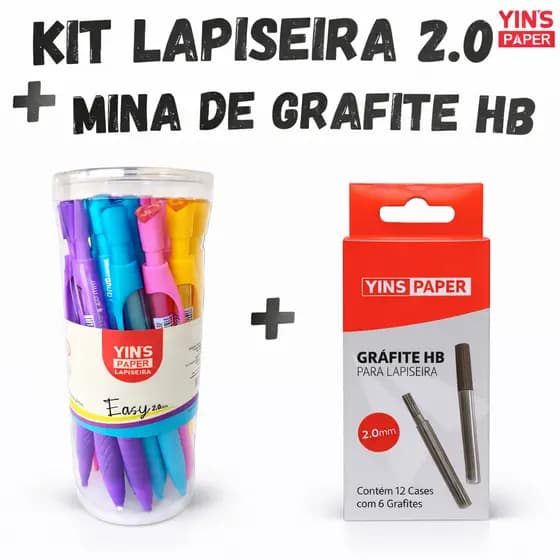 Kit Lapiseira 2.0mm com Tubo de Minas Grafite Escrita Precisão Escolar Escritório Completo Material Escolar Profissional