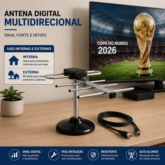 Antena Digital Interna Externa Para TV Com Cabo 5M Garantia Nota fiscal HDTV Copa do mundo jogo do brasil