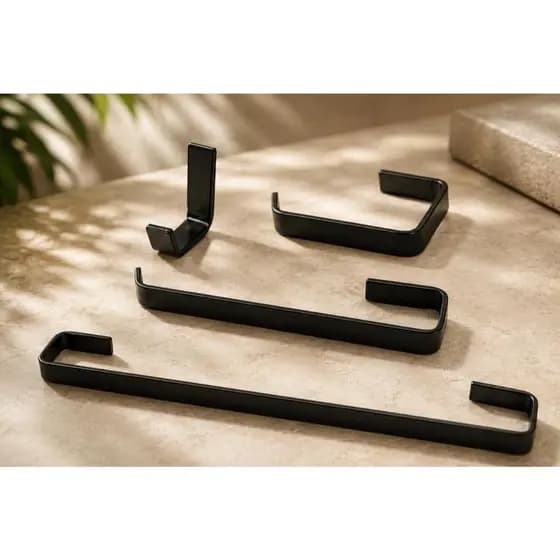 Kit Acessórios Para Banheiro Quadrado 4 Peças Preto Fosco
