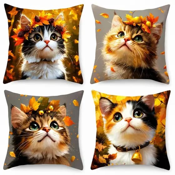 KIT 4 CAPAS DE ALMOFADAS GATINHOS GATO TAMANHO 45X45