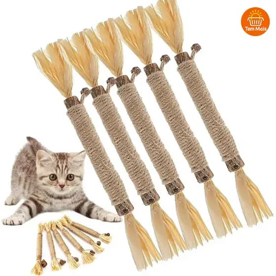 Brinquedo de Palito Natural para Gatos para Roer e Cuidado Bucal