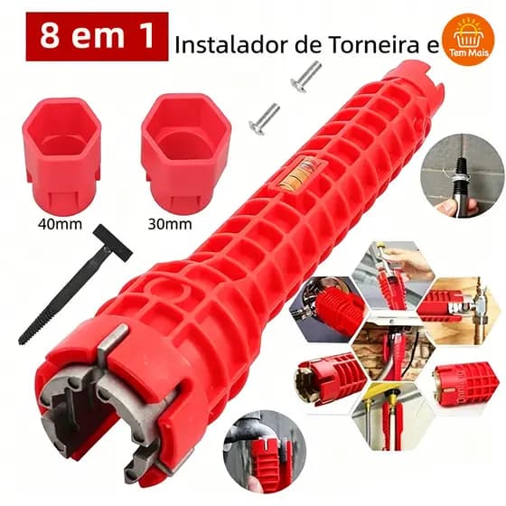 Kit de Chave 8 em 1 para Torneira e Encanamento, Troca de Pia e Filtro Facilitada