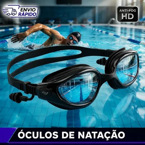 Óculos De Natação Profissional Antiembaçante HD Proteção UV Com Protetor De Ouvido Ajustável