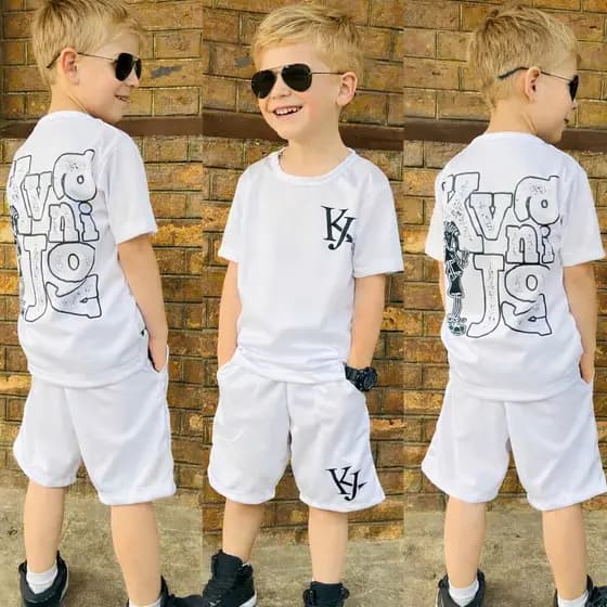 Conjunto Infantil Masculino de Verão - Camiseta + Bermuda Confortável - Tamanho 2 ao 12 Anos