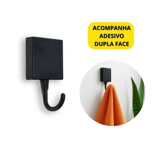 Kit de Ganchos Adesivos Parede Preto 10cm Resistente Sem Furo Multiuso Toalhas Banheiro Cozinha Acessórios