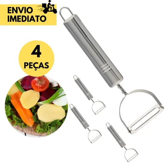 4 Descascador de Legumes e Frutas Aço Inox Lâmina Afiada para Cozinhas Restaurantes Hotel Churrascaria Descascar Legumes