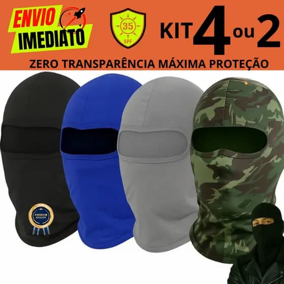 Kit Com 4 2 Touca Ninja Balaclava Bandana Motoqueiros Militar Facial Frio Máscara Moto proteção solar UV 50+ térmica