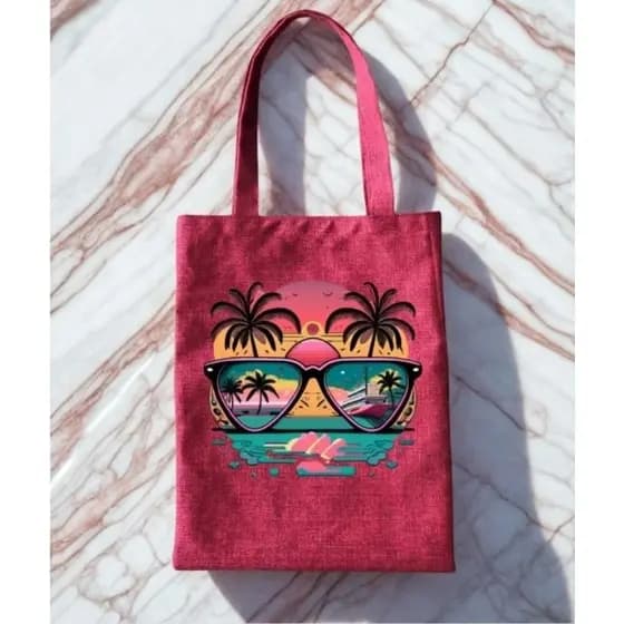Bolsa De Praia De lona Vermelha Ecobag estampada