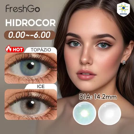 (0~-6.00)Hidrocor lente de contato com grau miopia topázio coloridas lentes Produzido da Coreia 1par