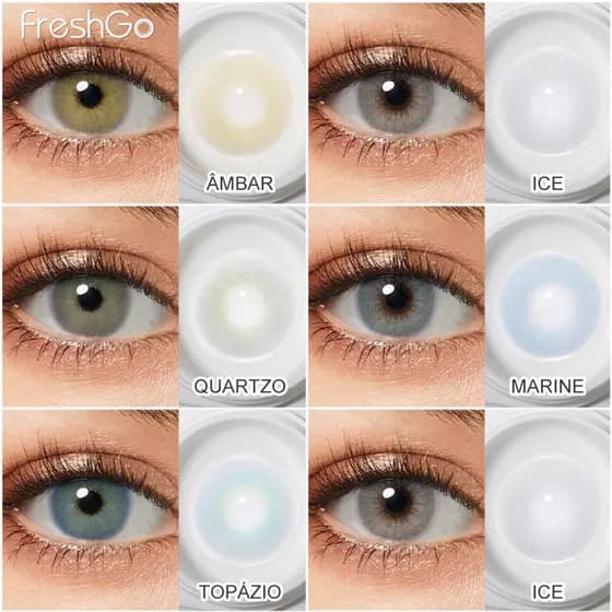 Freshgo Hidrocor Lentes De Contato Coloridas Verde Natural Sem borda e cor Lente 14.2mm