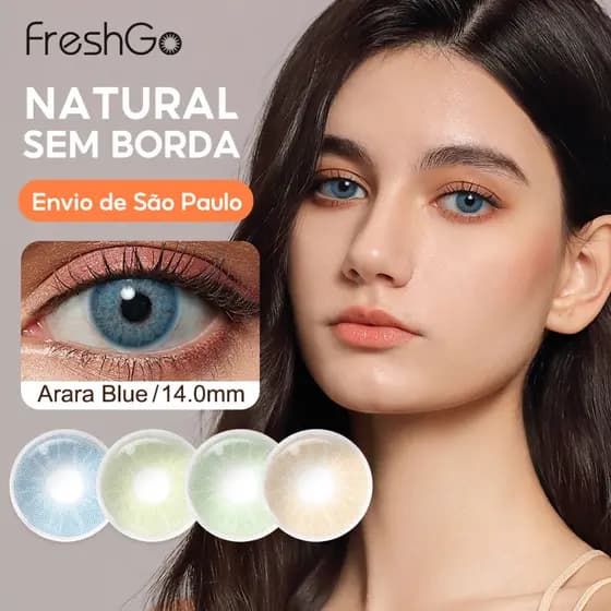 Freshgo Hidrocor Lente De Contato Coloridas Natural Cor Verde Sem Grau Lentes 14.0mm (2 Peças)