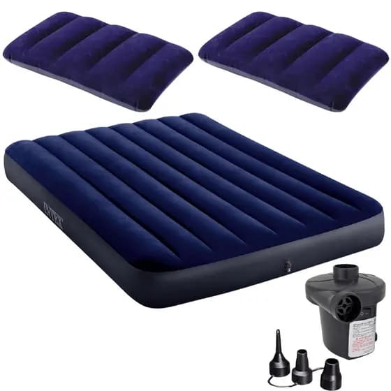 KIT COLCHÃO INFLÁVEL CASAL + 2 TRAVESSEIROS + BOMBA ELÉTRICA