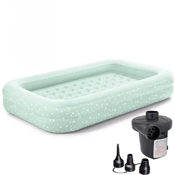 Kit Colchão Inflável Intex + Bomba Elétrica Juvenil Veludado