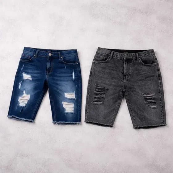 Kit 2 Bermuda Jeans Rasgada Masculina Premium Jogador Lançamento