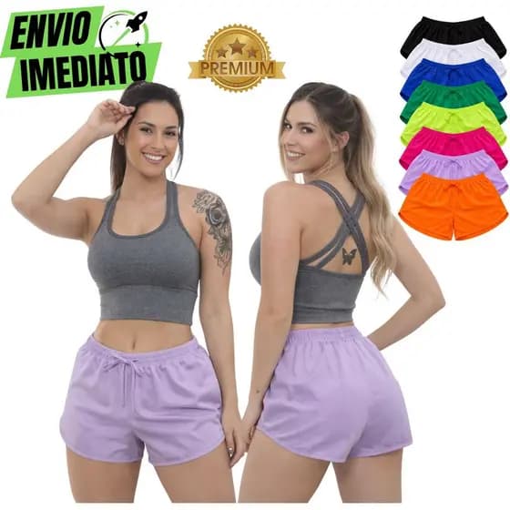 Short Tactel Feminino Academia Shorts Piscina Treino Corrida Shortinho Verão Saída de praia Casual Premium