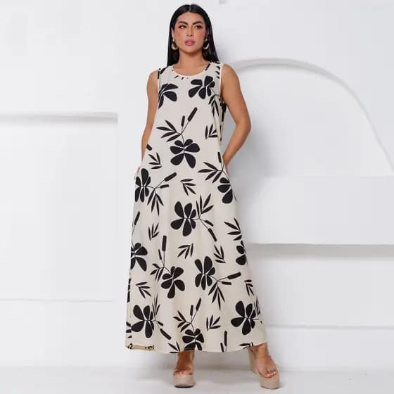 Vestido Tank Sem Cinto Estampado