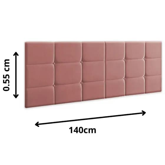 Cabeceira de Cama Box Casal 140cm Estofada Suede Rosa Moderna e Confortável - LGM MOVEIS