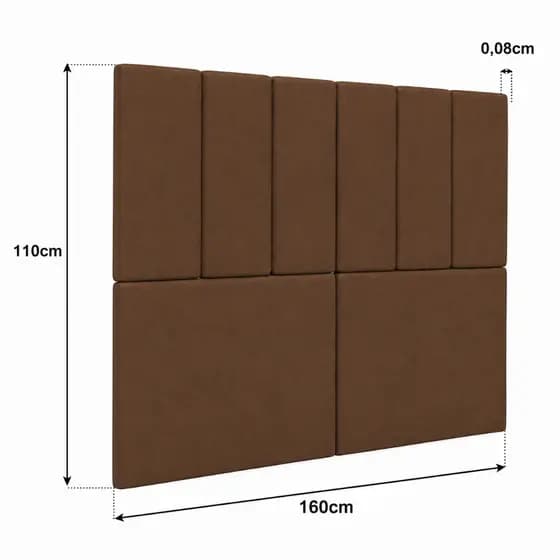 Cabeceira de Cama Queen Com Pe 160cm Estofada Tecido Suede Moderna Modelo Belgica Cor Marrom LGM